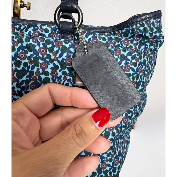 Coach F59435 Navy Floral Print Leather/Nylon Large Tote Shoulder Bag - Picture 11 of 12